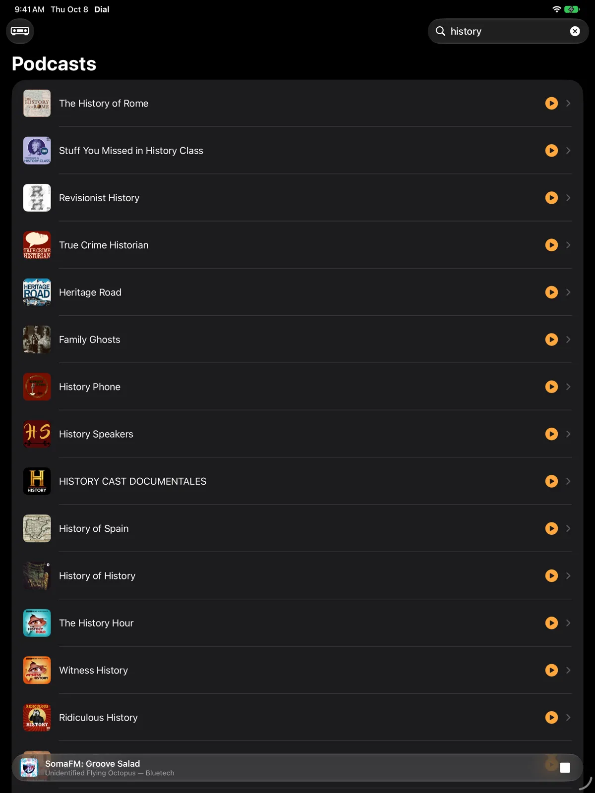 Searching podcasts on iPad