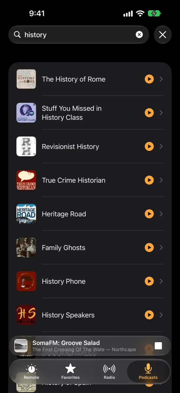 Searching podcasts in Dial